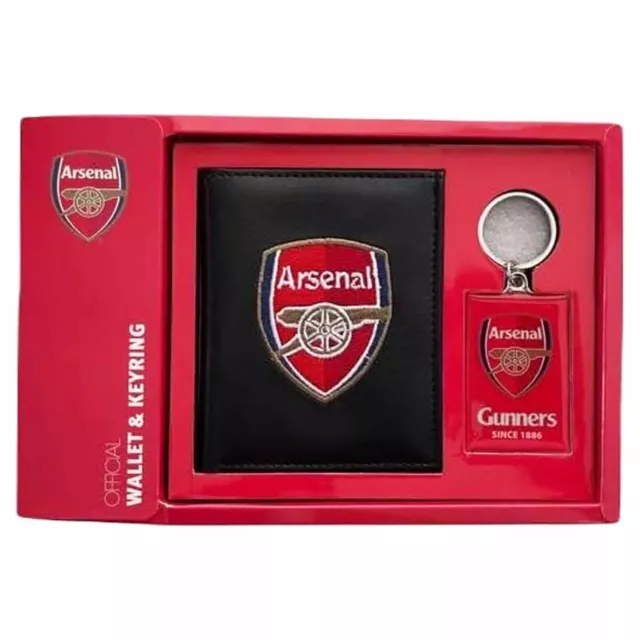 New Official Arsenal Leather (PU) Wallet & Keyring Gift Set Arsenal Money Wallet