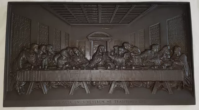 Bild Kunstguss Eisenguss Reliefplatte Gusseisen Platte "Das letzte Abendmahl"