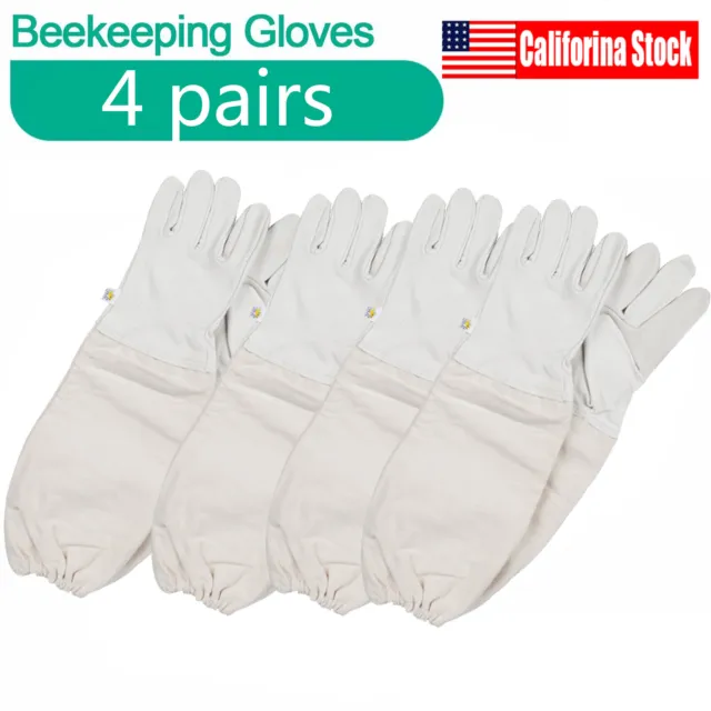 4 Pairs Beekeeping Gloves Bee Keeping Gloves Goatskin Protective Equipment XL