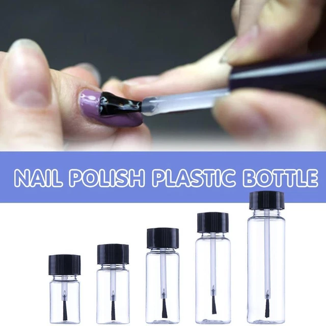 Jarros de esmalte de uñas almacenamiento contenedores de plástico botella B5H6 CaM5 con cepillo Q5N2