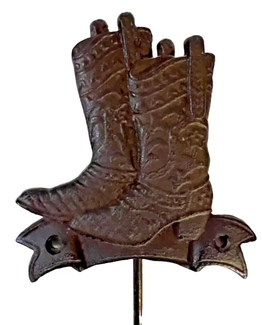 Cast Iron Cowboy Boots Wall Hook Key Towel Coat Hanger Rustic Western - PreOwned