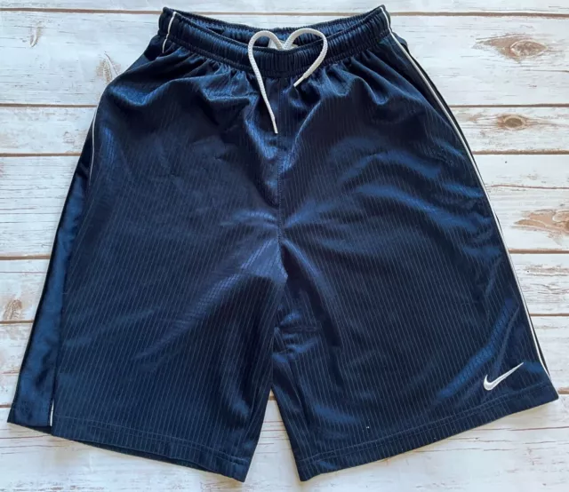 Nike Shimmer Swoosh Athletic Basketball Shorts Navy Blue Youth Medium Euc