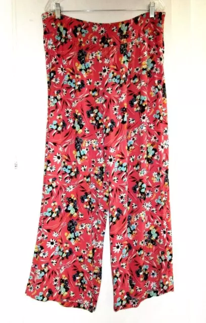 NANETTE LEPORE L'AMOUR COLORFUL FLORAL WIDE LEG PALAZZO PANTS  Size XL