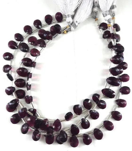 8 "Natural Rhodolite Garnet Facettes Teardrop Gemstone Beads Jewelry Making...