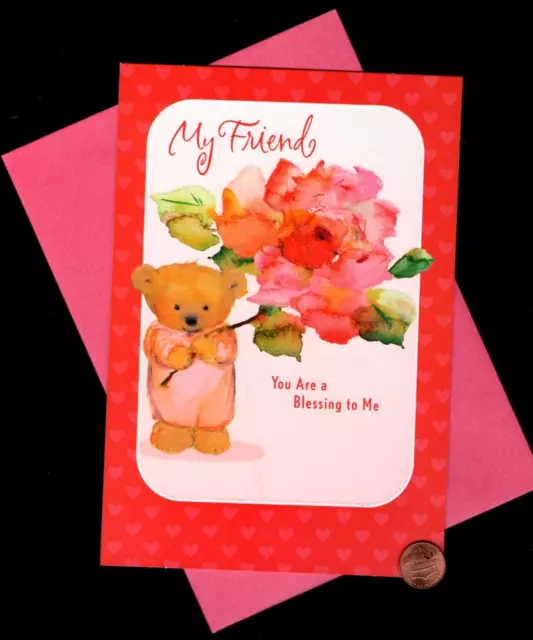 HTF THANKSGIVING MARY HAMILTON Teddy Bear Pumpkin Leaves - Greeting Card