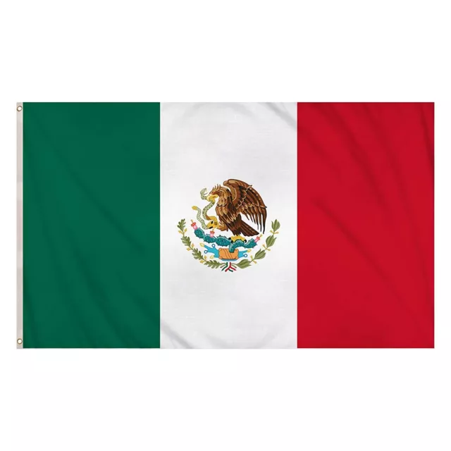 Large 5Ft X 3Ft Mexico Flag Uk Mexican National Banner Colour Brass Eyelets