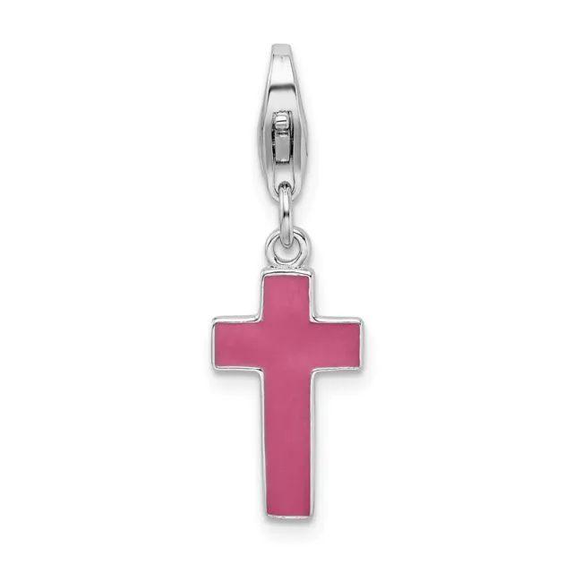 Amore La Vita Silver  Polished Enameled Cross Charm with Fancy Lobster Clasp QCC