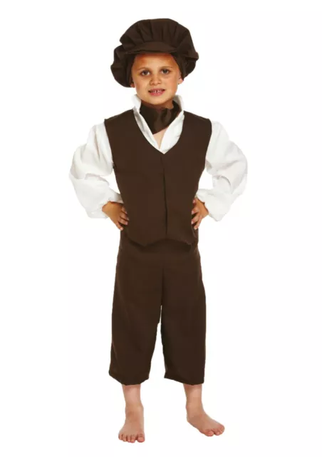 Boys VICTORIAN BOY Poor Orphan Costume Fancy Dress Kids Childs Outfit History UK