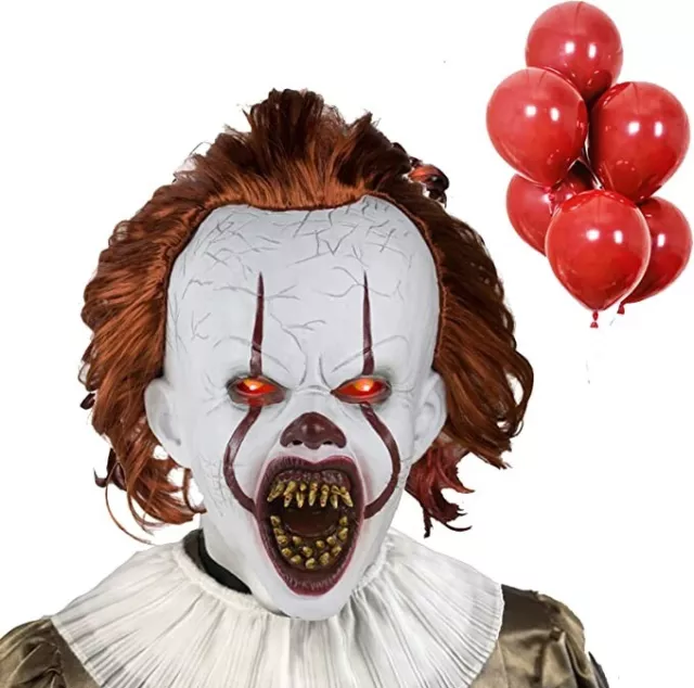 Déguisement Halloween Masque Accessoires Effrayant Latex LED Clown Pennywise It