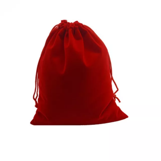 Premium Red Velvet Drawstring Jewelry Bags for Wedding Favors Pack of 10