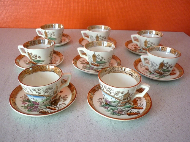 Lot De 2 Tasses à Café Christofle Modèle Ginkgo Avec Sous-Tasses – Porcelaine 200ml