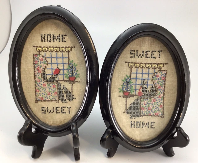 Juego de 2 enmarcados de madera ovalada para decoración de pared para el hogar dulce hogar vintage