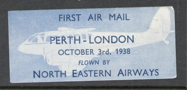 North Eastern Airways 1. Luftpost Flug Perth-London 1938 postfrisch Vignette/Etikett
