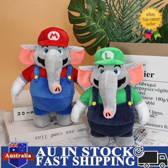 Wonder Super Mario Bros Elephant Luigi + Mario Plush Doll Stuffed Toy Gift