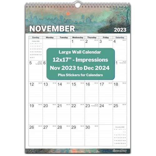 LARGE WALL CALENDAR 2024 (Impressions), 12x17 Hanging Calendar, Use