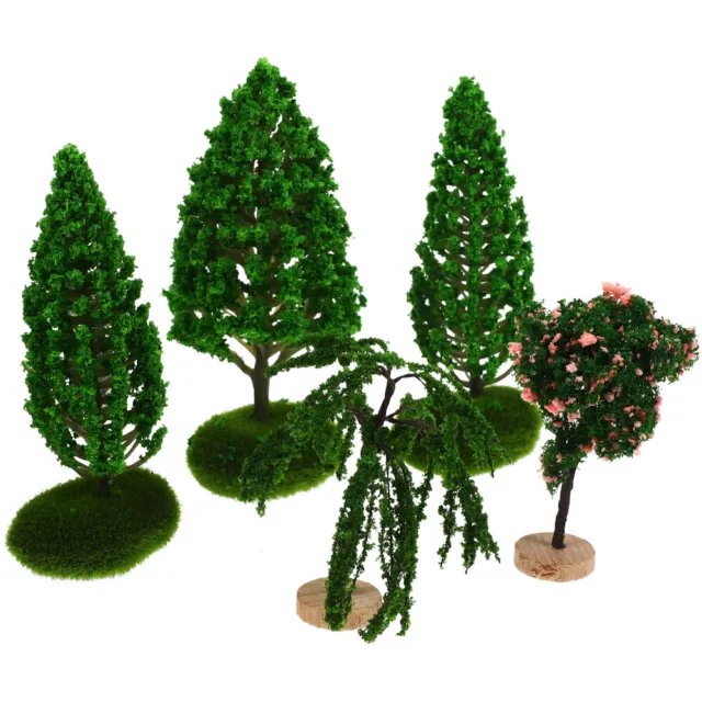 5 piezas Figura de árbol de paisaje en miniatura Mini figura de árbol planta de mesa