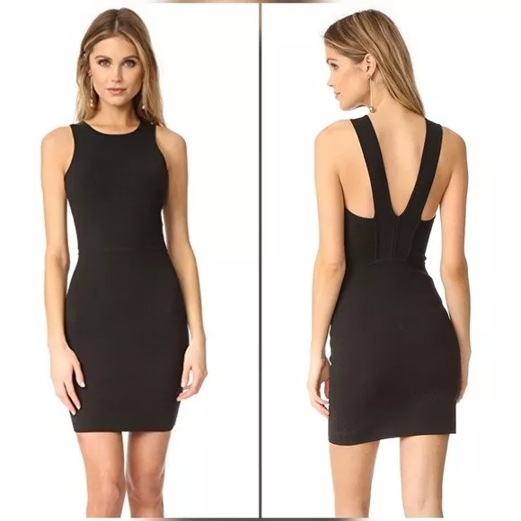 Elizabeth and James Ritter Bodycon black mini knit stretchy dress Large NWT $365