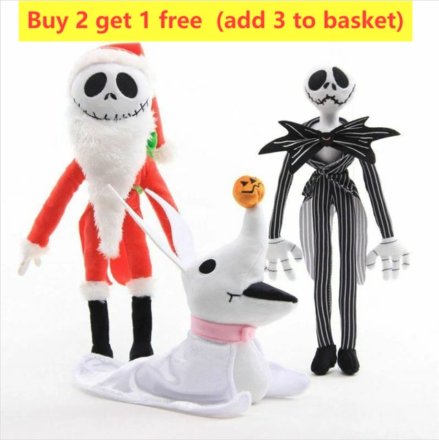 NIGHTMARE BEFORE CHRISTMAS Jack Skellington & Santa Jack Zero Plush
