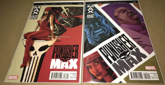 THE PUNISHER-MAX #18,19  (9.6-9.8) ELEKTRA COVER-AARON/DILLON/2011 Marvel Comics