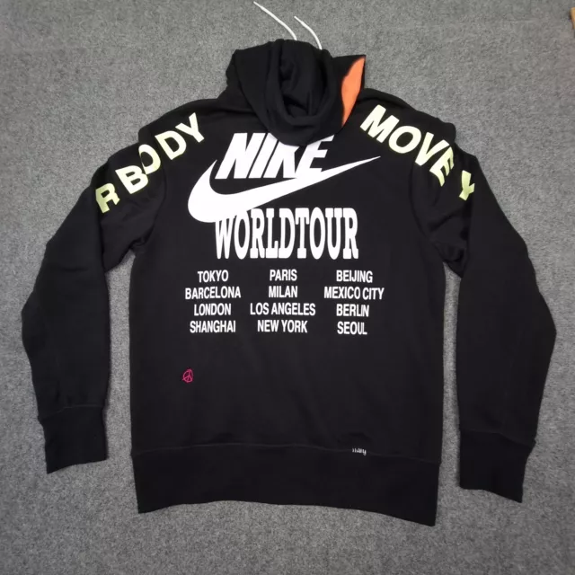nike Jumper mens SMALL black French Terry world tour hoodie fleece Size S