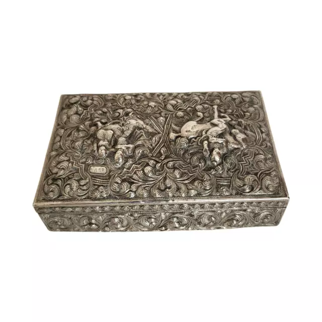 Antique Burmese/Indian Solid Siver Box - Signed  19th C