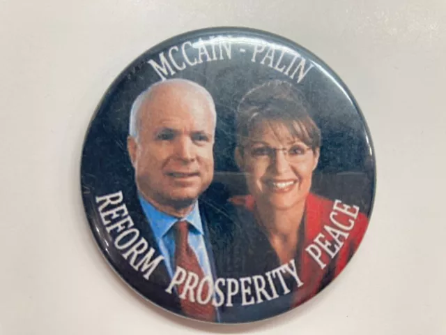 JOHN MCCAIN SARAH Palin President Pinback Button Political Campaign Pin ...