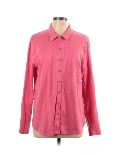 ISAAC MIZRAHI LIVE! Women Pink Long Sleeve Button-Down Shirt L $22.74 ...
