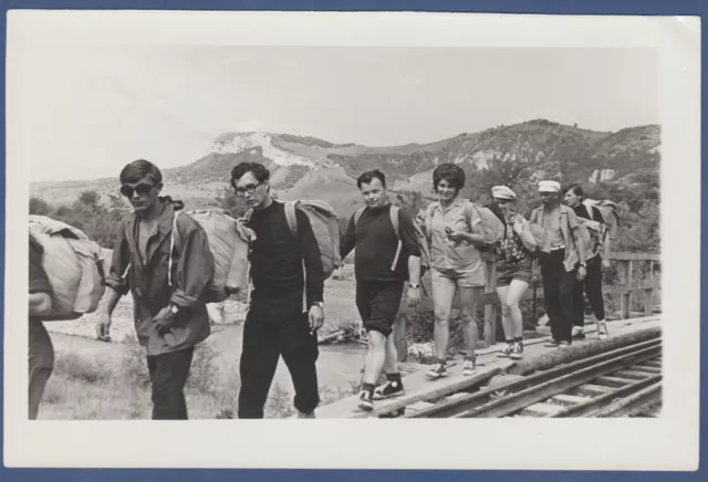 Beautiful Guys and Girls in shorts in the mountains Soviet Vintage Photo USSR