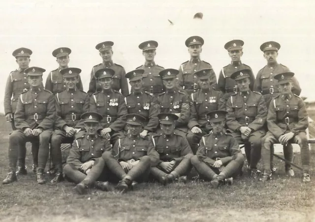 WW1 Inter War Photo Postcard Military Soldiers Medals Larkhill Wiltshire 1927