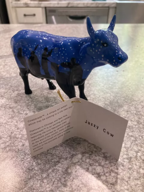 JAZZY COW - COW PARADE #9185 KANSAS CITY  Ceramic  2001 Summer  Retired