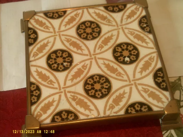 rare c1880s minton tile teapot stand rare design.