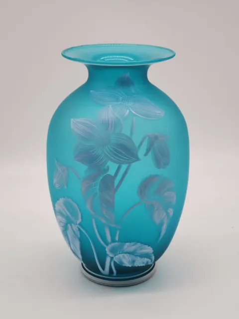 Fenton Gallery Originals Vase Blue Azure Glass Butterfly Cincinnati Art Museum