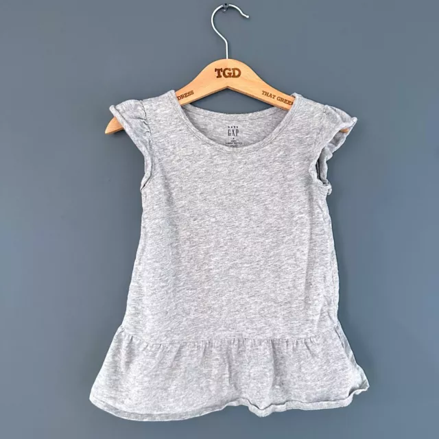 Girls Baby Gap Grey Flutter Sleeve Summer T-Shirt Top Age 3 years BX21