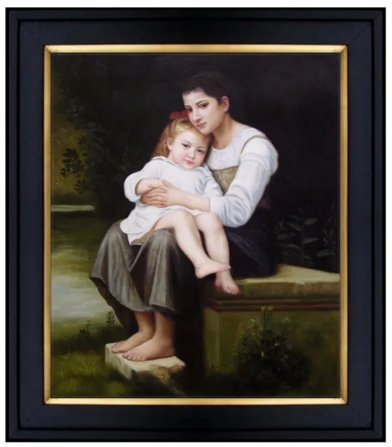 Framed Hand Painted Oil Painting Repro William Bouguereau Big Sister, 20x24in