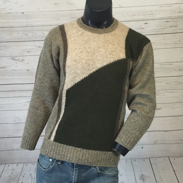 Vintage Edinburgh Woollen Mill Mens Sweater Crew Neck Wool Shetland Green 40