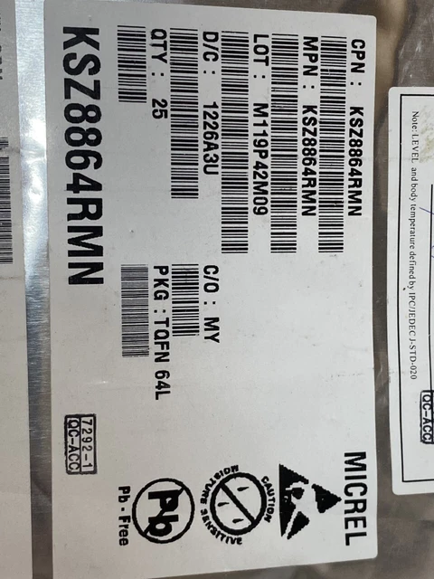 Lot X 2 KSZ8864RMN Ic Ethernet Sw 4PORT 64QFN