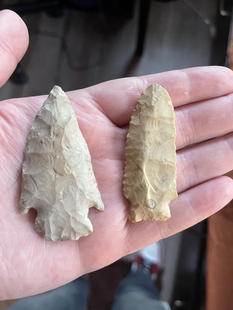 Lot Of (2) Indian Artifact Arrowheads Dunklin County Mo Finds