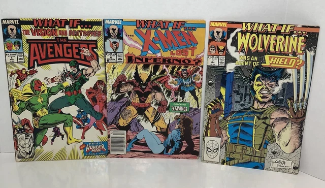 Marvel What If Comic Books Lot of 3 - X-Men, Wolverine, The Avengers 1989
