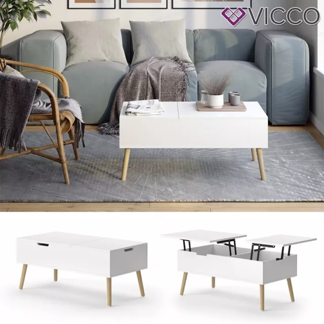 Couchtisch Riga Weiß 100 x 50 cm ausziehbar Wohnzimmer Vicco