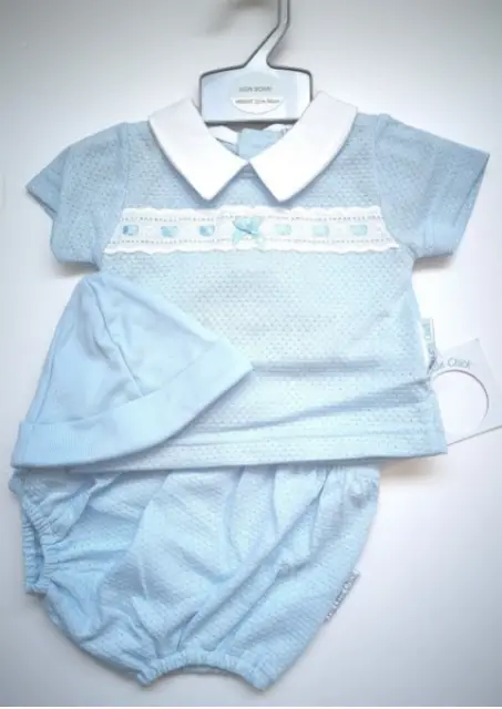 Baby Boy Blue Jam Pants Romper Outfit Spanish Style Set Newborn Boys - 6 Months