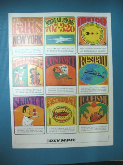 Publicite De Presse Olympic Airways Paris New-York Illustration Hartley Ad 1966
