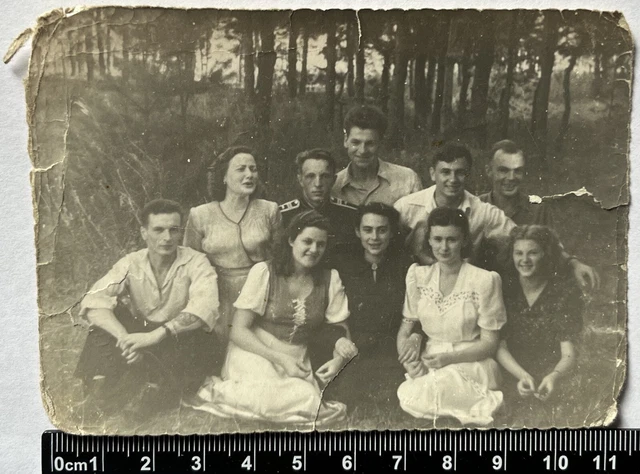 old photo of sexy beautiful young girls and guys on a picnic
