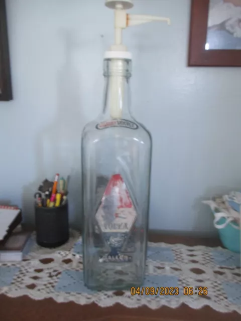 Vintage Large Gilbeys  Vodka Glass 1 Gallon Bottle  with Pump