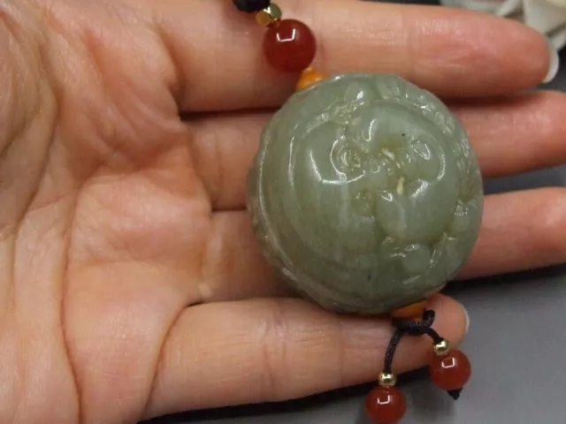 Certified Natural Nephrite Hetian OLD jade Feng-Shui Ball Statues Pendant