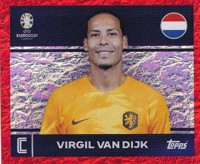 Autocollant UEFA EURO 2024 - Virgil Van Dijk (Pays-Bas) - Capitaine - Collection Topps Foil - Occasion