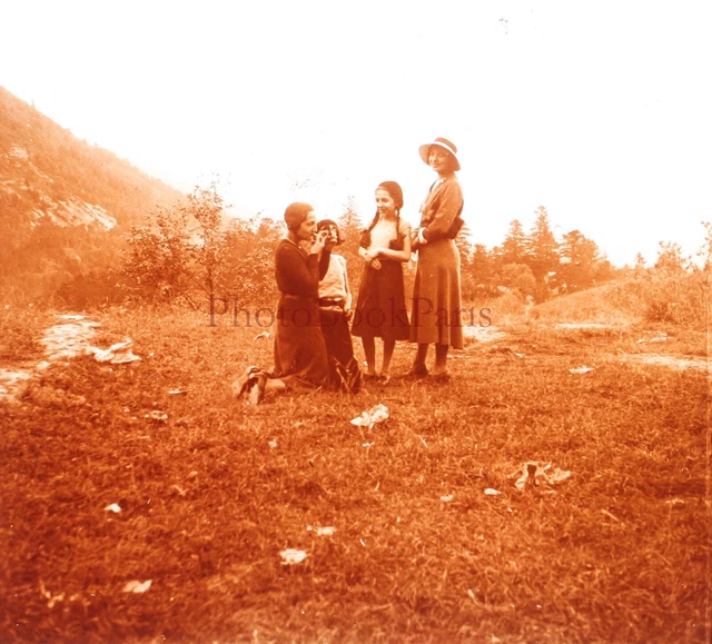 FRANCE Family c1930 Photo Stereo Glass Plate Vintage V32L9n14