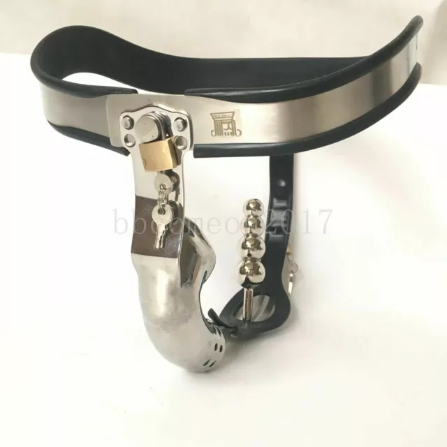 New-Stainless-Steel-Male-Adjustable-Curved-Waist-Belt-Chastity-/Belt-/Device