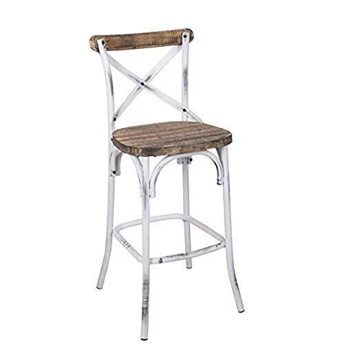 ACME Zaire Bar Chair 1Pc - 96642 - Antique White & Antique Oak - 29" Seat Height