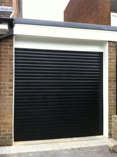 BLACK Electric Insulated Roller Shutter Garage Door- 2134mm x 2134mm (77mm slat)