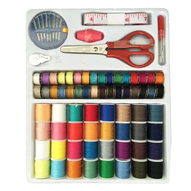 Sewing 100 Pieces Thread Set Spool Bobbin Needle tape threader Kit Reel UK POST
